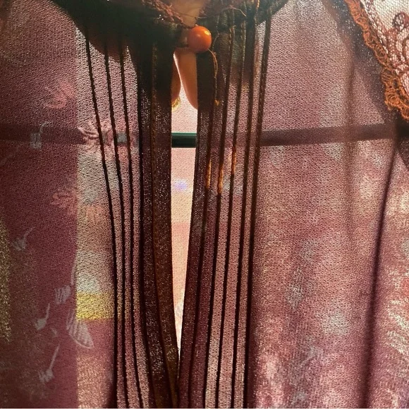 Vintage Patty O’Neil purple Embellished Pleated Gown with Long Bishop Sl… - Picture 10 of 16